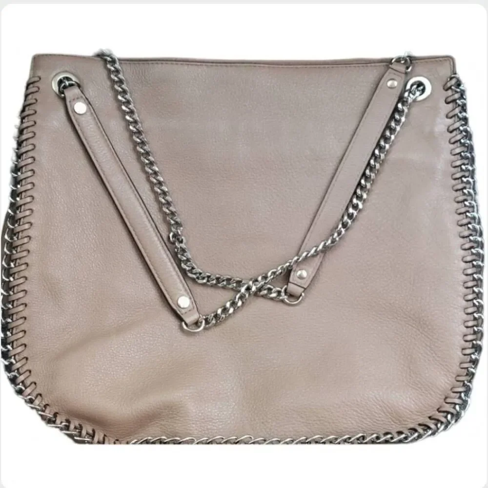 Michael Kors Chelsea Large Shoulder Bag | Dark Dune Leather Chain Detail Tote